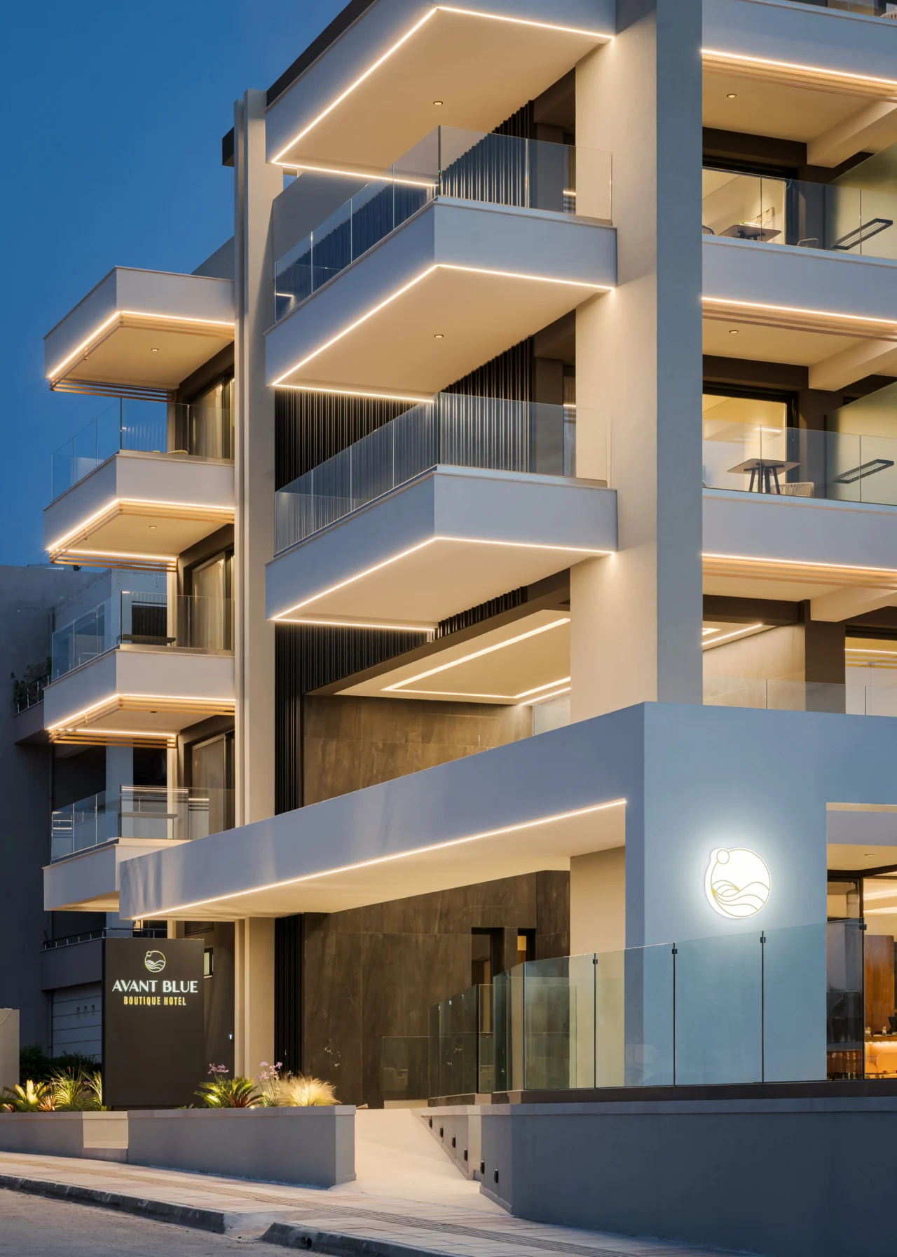 Exterior of Avant Blue Boutique Hotel in Corinth